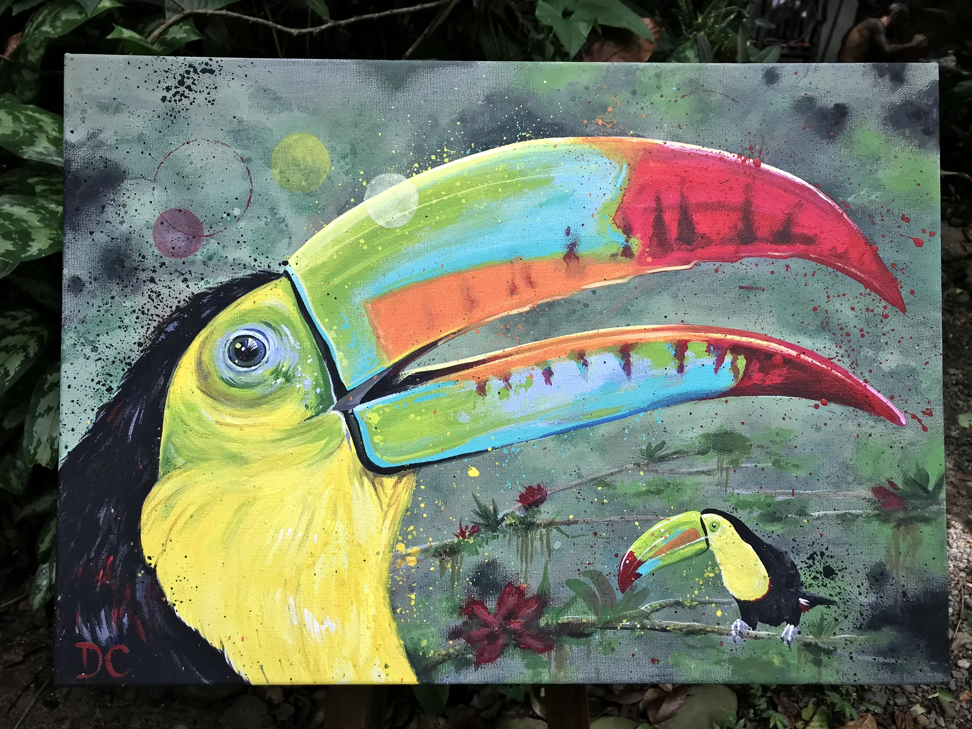 Keel-billed toucan painting by Damián Calandra