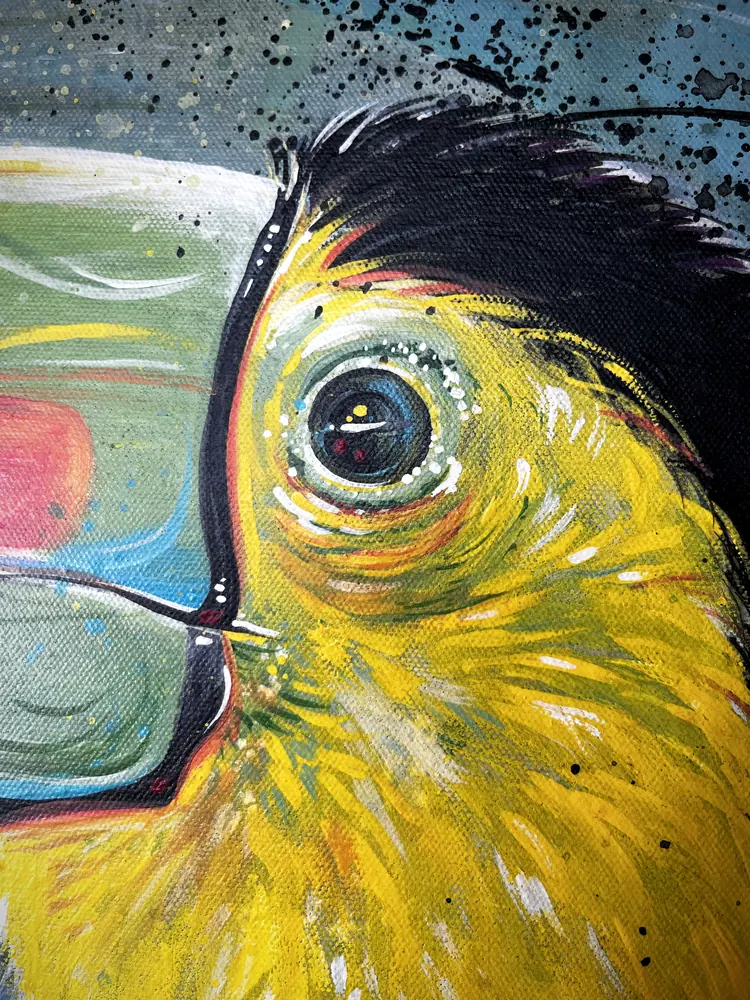 Toucan painting, detail by Damián Calandra