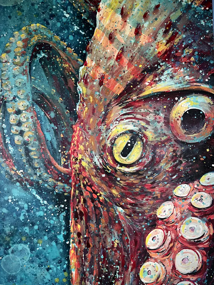 Octopus painting, detail by Damián Calandra