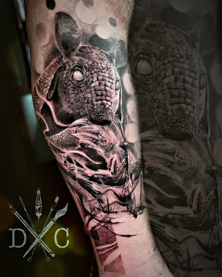 Chameleon tattoo by Damián Calandra